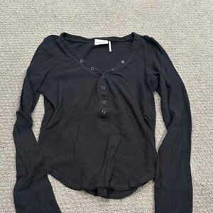 Urban Outfitters Black Buttoned Long Sleeve Top